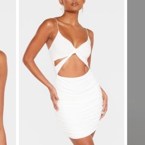 White Slinky Knot Dress